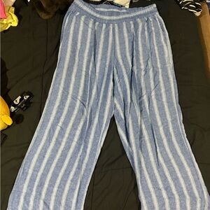Old Navy Blue and White Striped Wide Leg Pants